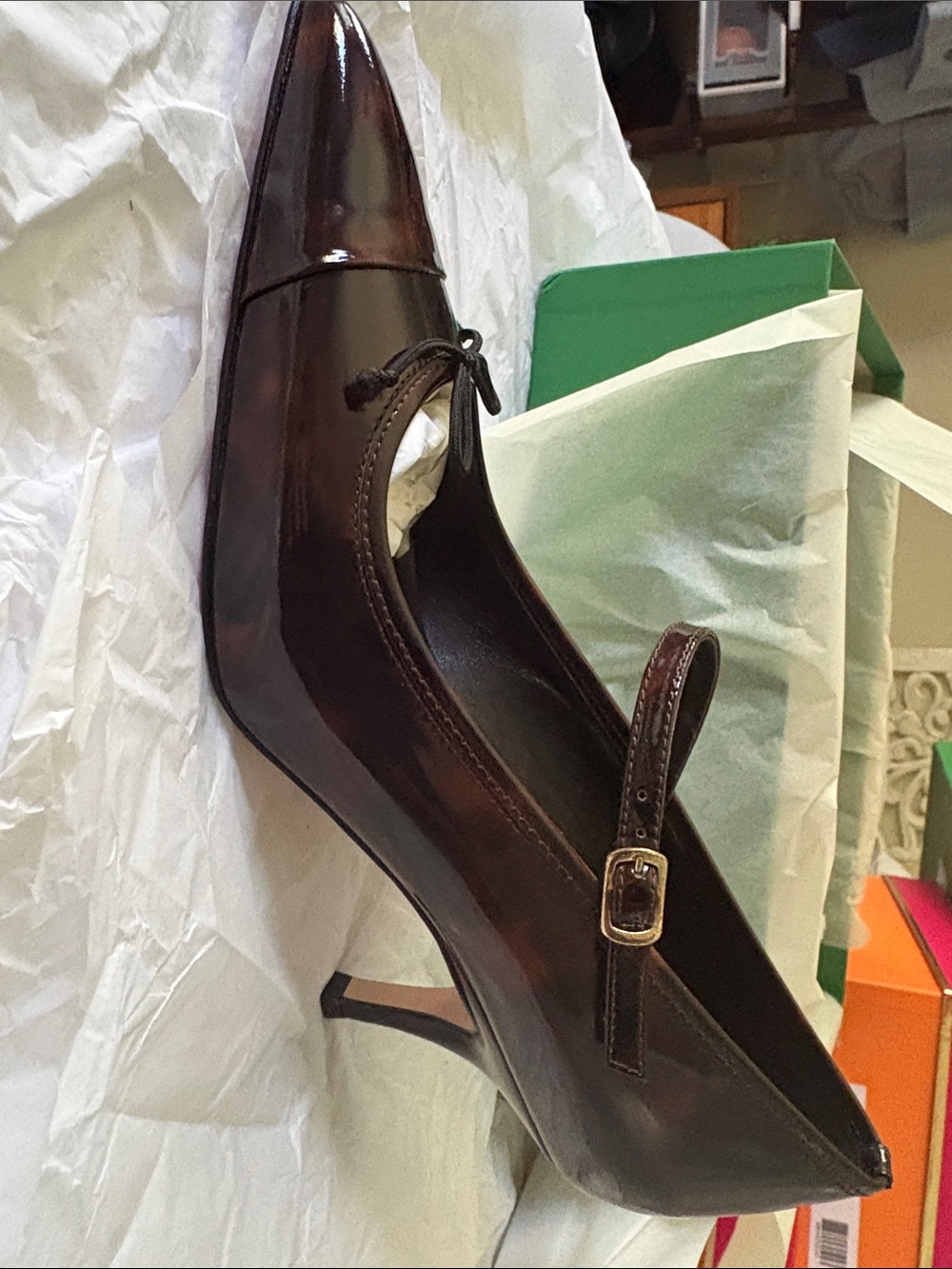 J. Crew Women's Dark Brown Pointed Mary Jane Flats - Picture 4 of 7